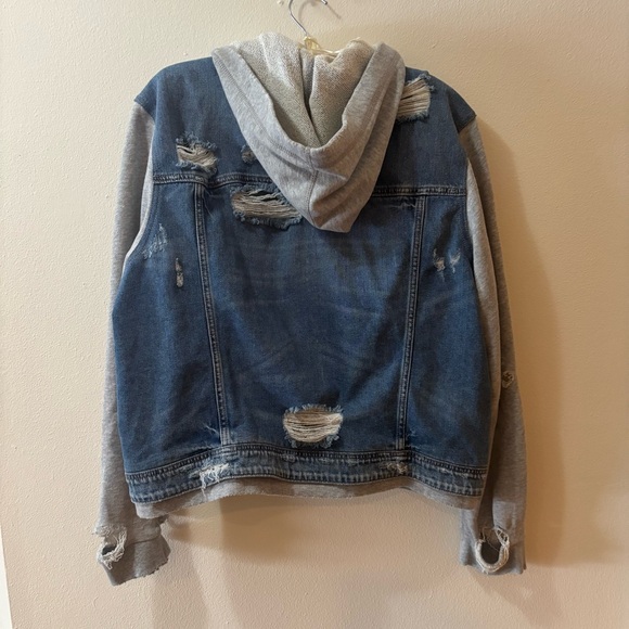 American Eagle Outfitters Denim and Gray Distressed Jacket - Picture 2 of 10